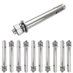 10 Pack M12x120mm Expansion Bolts Anchor Bolt 304 Stainless Steel External Hex Expansion Screw Bolt Sleeve Anchor Fastener Wall Concrete