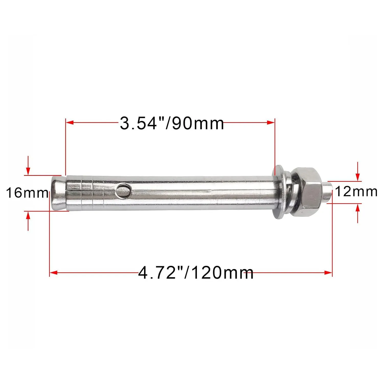 10 Pack M12x120mm Expansion Bolts Anchor Bolt 304 Stainless Steel External Hex Expansion Screw Bolt Sleeve Anchor Fastener Wall Concrete