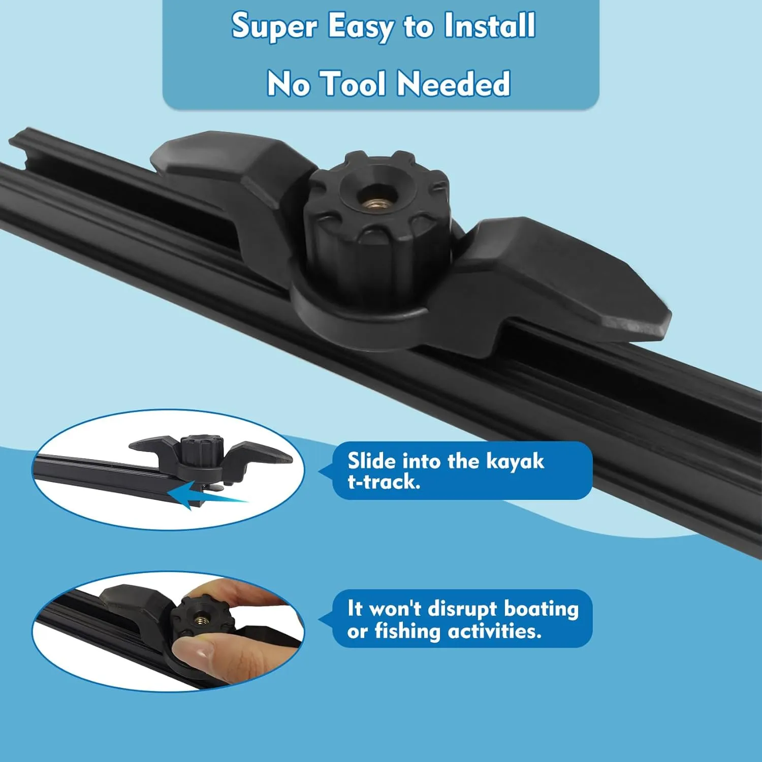 1007 Kayak Anchor Cleat Compatible with Kayak Track Light/Medium Duty Polymer Kayak Mount Track Kayak Low Profile Track Mount