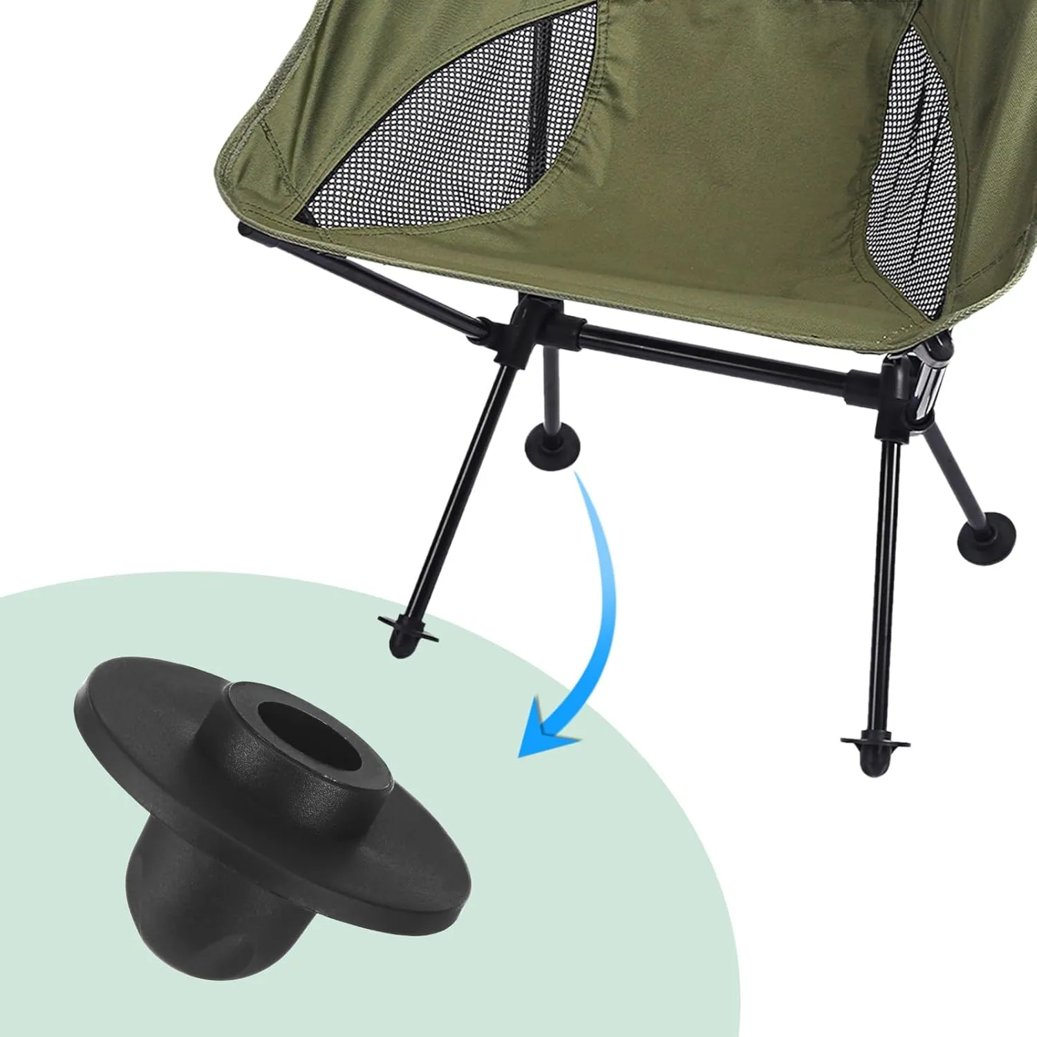 12-Pack Camping Chair Foot, 0.51"/ 13mm Tubing Dia Detachable Camping Chair Leg Covers Anti-Slip Stool Feet Replacement for Hiking/Fishing/Camping, Black
