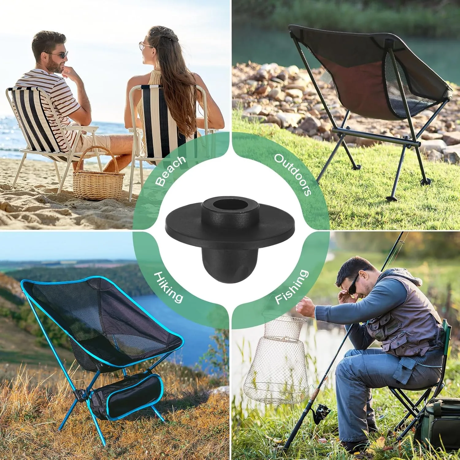 12-Pack Camping Chair Foot, 0.51"/ 13mm Tubing Dia Detachable Camping Chair Leg Covers Anti-Slip Stool Feet Replacement for Hiking/Fishing/Camping, Black