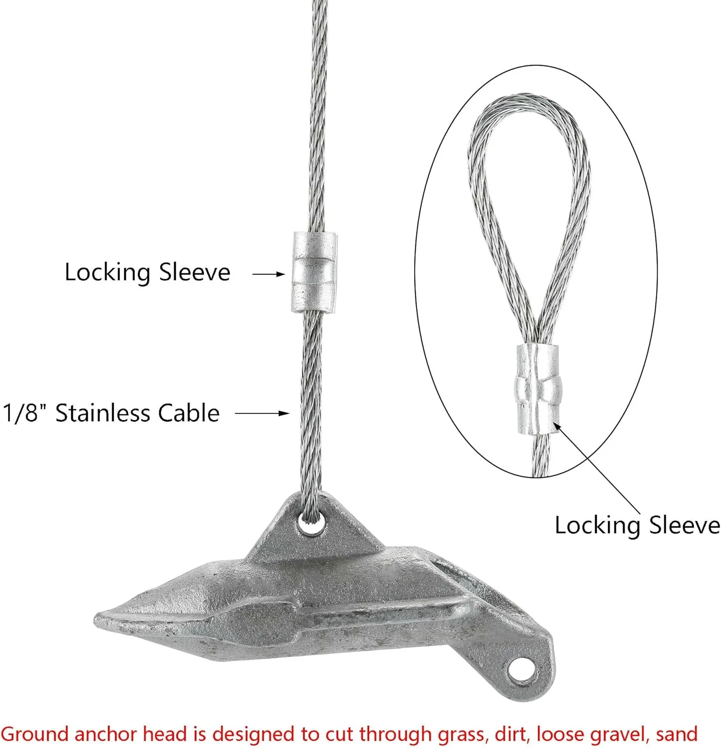 12 Pack Ground Earth Anchors - Easy Hook Anchor with 30" Long x 1/8" Cable, Ideal for Securing Shed, Fence, Green House, Swing Set and More.