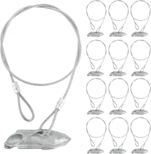 12 Pack Ground Earth Anchors - Easy Hook Anchor with 30" Long x 1/8" Cable, Ideal for Securing Shed, Fence, Green House, Swing Set and More.