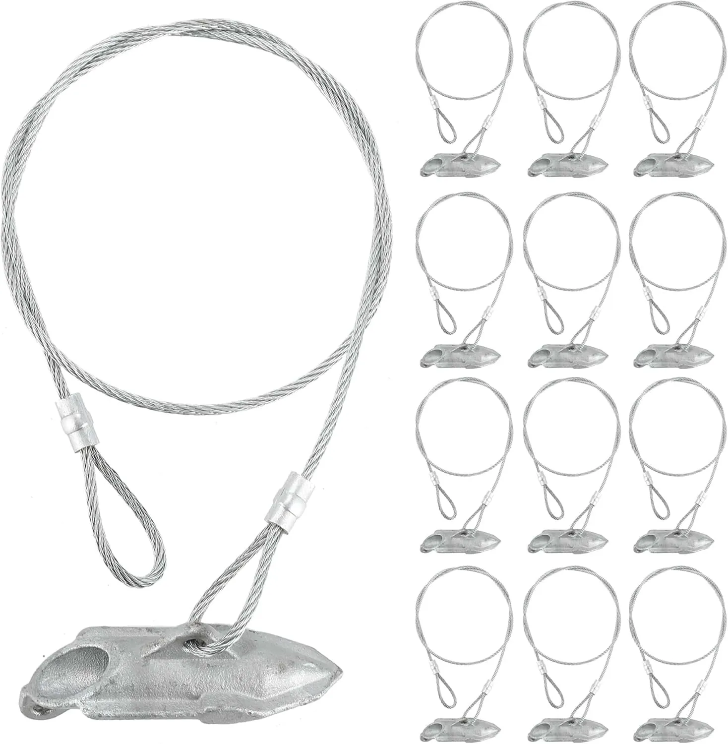 12 Pack Ground Earth Anchors - Easy Hook Anchor with 30" Long x 1/8" Cable, Ideal for Securing Shed, Fence, Green House, Swing Set and More.
