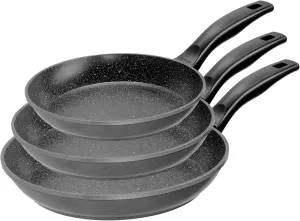 12296 - Set of 3 Aluminium Frying Pans - 20, 24, & 28 cm, with Excellent Non-Stick Coating, Without lid, Also for Induction hobs.