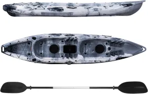 12.4 Ft Fishing Kayak with Paddle, Hard Shell Kayak Boat Sit On The Top Fishing Kayak with Large Rear Storage, Capacity of 661LBS