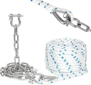 1/2" Boat Anchor Rope 100 FT with 316 Stainless Steel Chain 1/4" x 6 FT, 5/16" Anti-Off Shackles and 1/2" Thimble, Anchor Rode for Mooring, Boats Pontoon, Deck, Fishing, Sail