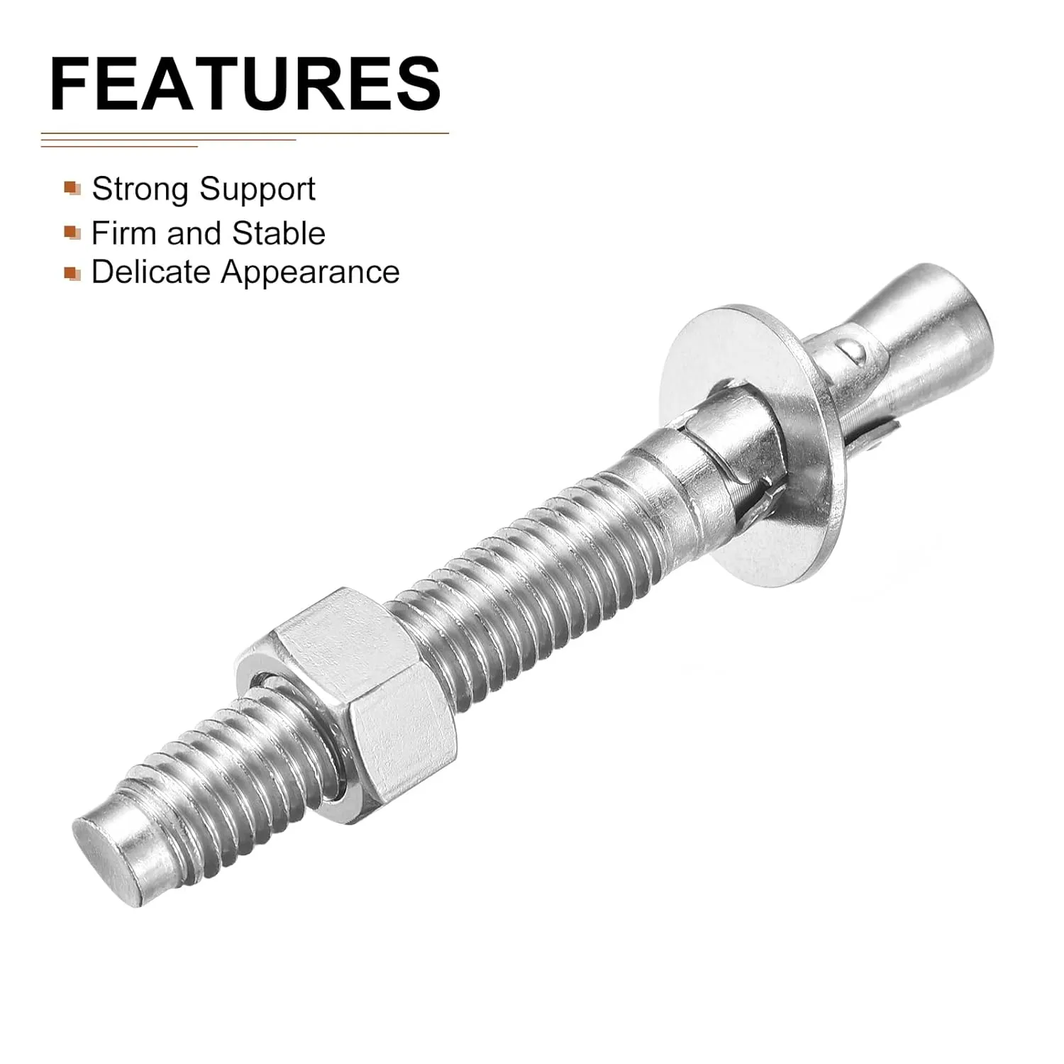 1/2" x 4" Wedge Anchors - 10Pack - Good for Cement and Concrete Wall - 304 Stainless Steel Zinc Plated Screw Bolt Nut Expansion Tube Fasteners