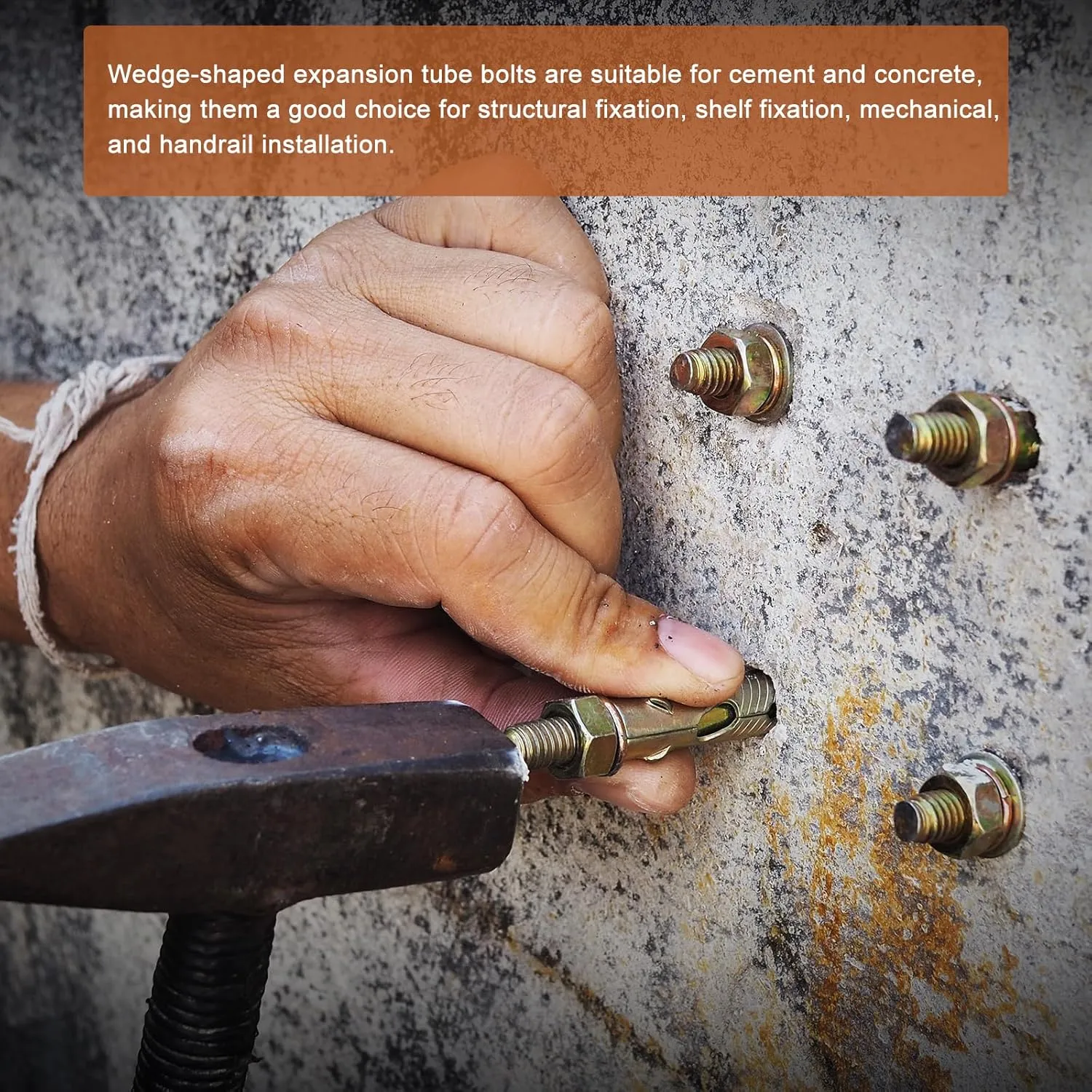 1/2" x 4" Wedge Anchors - 10Pack - Good for Cement and Concrete Wall - 304 Stainless Steel Zinc Plated Screw Bolt Nut Expansion Tube Fasteners