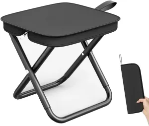13" Portable Folding Chair, Collapsible Camping Stool, Portable Seat Footstool, Casual Outdoor Small Stool for use While Traveling, Hiking, Fishing, picnicking, Barbecuing, Weight Capacity 260 lbs.