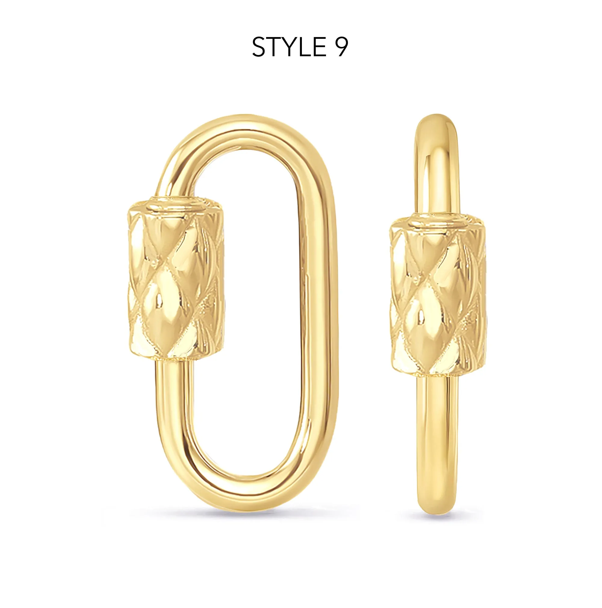 14K Gold Carabiner Lock Charm Enhancer Lock