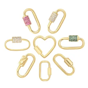 14K Gold Carabiner Lock Charm Enhancer Lock