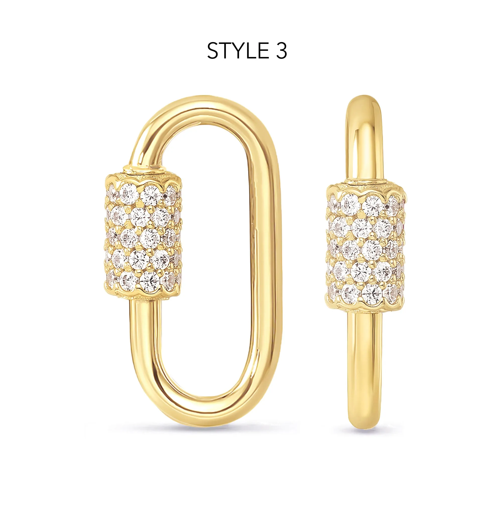 14K Gold Carabiner Lock Charm Enhancer Lock