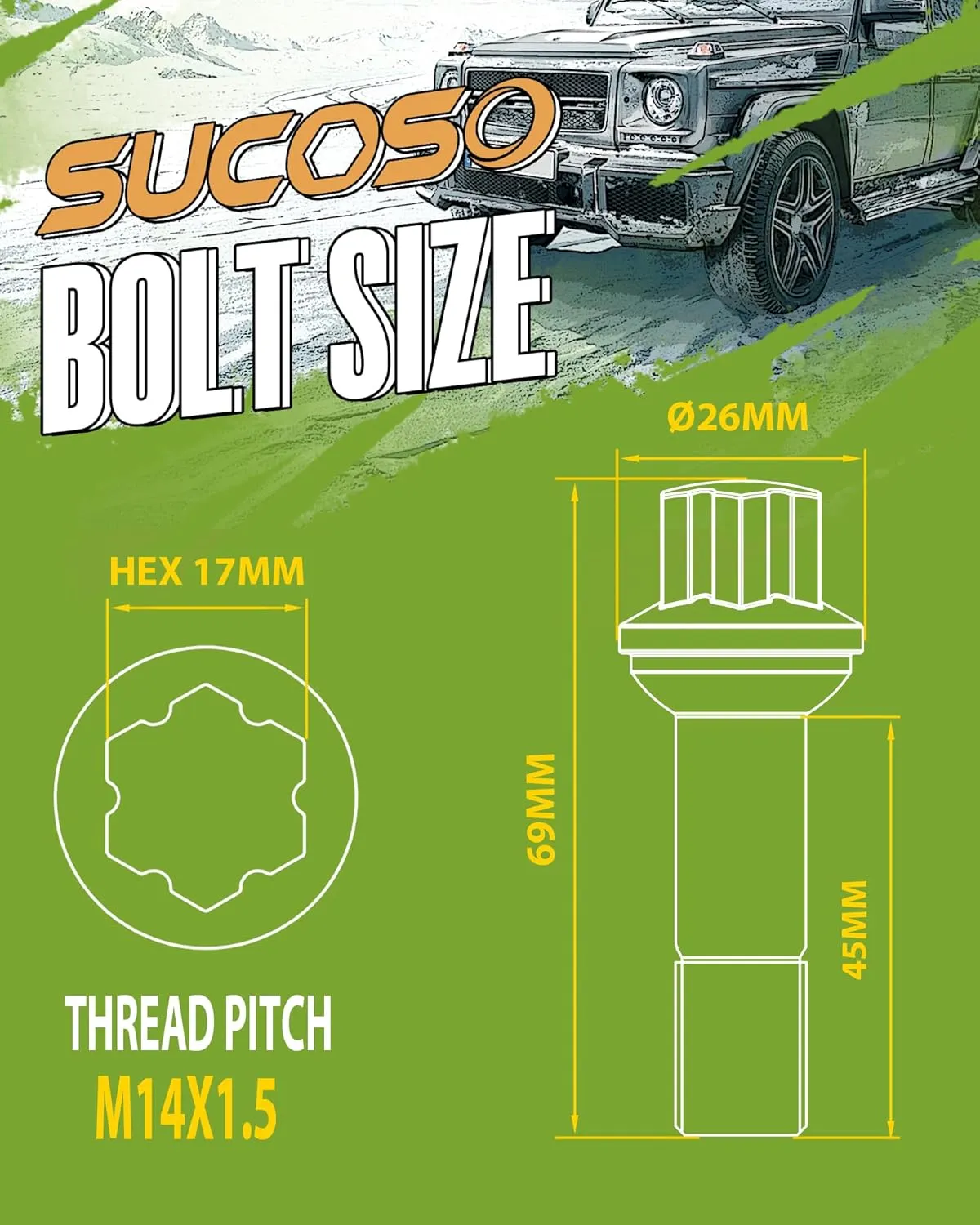 14x1.5 Lug Bolt for Mercedes-Benz ML350 ML500 GLC300 GLK350, 14mmx1.5 Wheel Lug Bolt OEM Factory Wheel for CL500 GL450 W215 E350 E300 S550 S600, 20PC Replace Benz Flower Lug Bolt 0009905407, 9905407