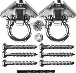 2 Bearing Swing Hangers Heavy Duty 304 Stainless Steel 1500LB Capacity 180°for Yoga Porch Swing Seat Sandbag, Gym