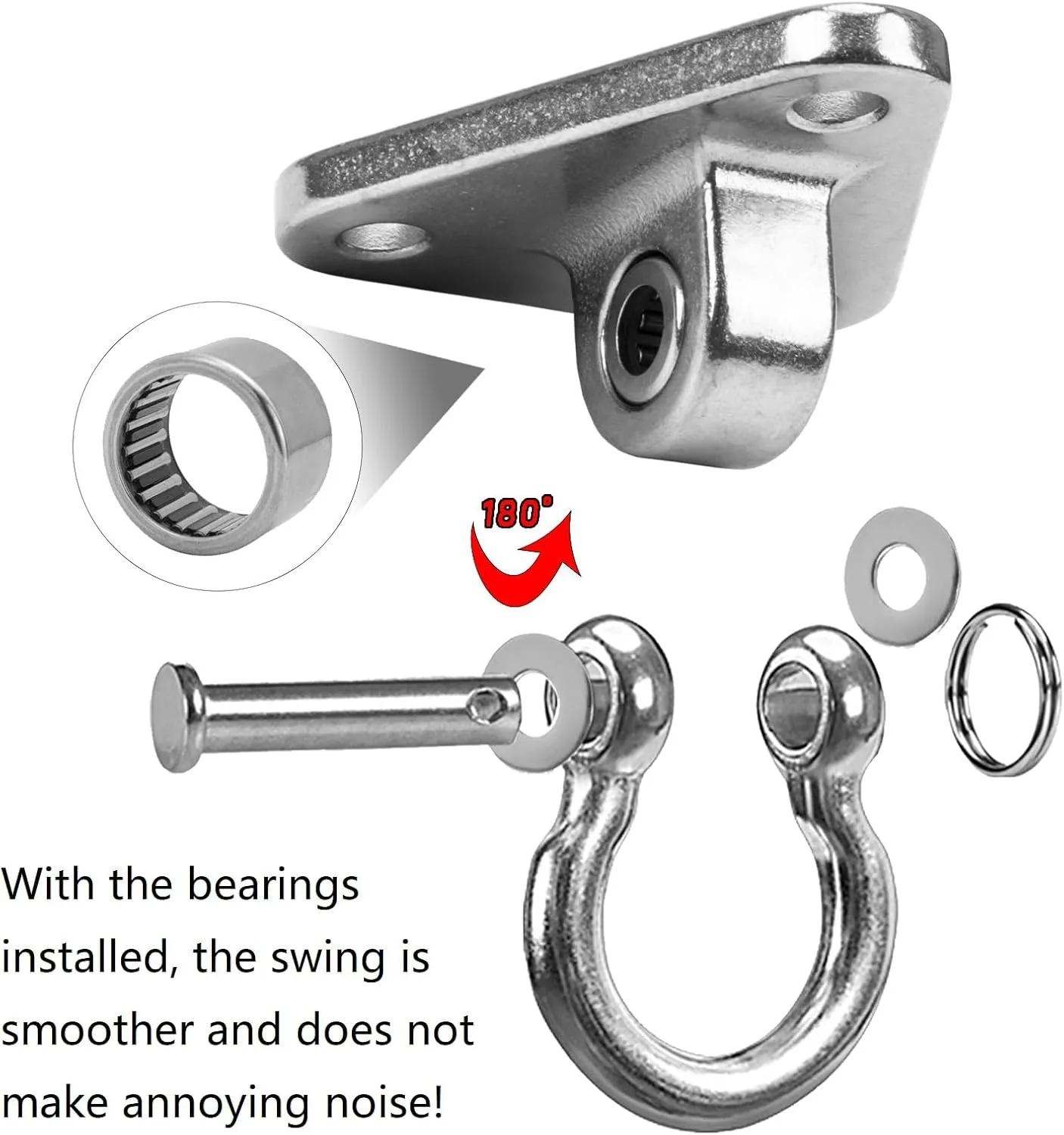 2 Bearing Swing Hangers Heavy Duty 304 Stainless Steel 1500LB Capacity 180°for Yoga Porch Swing Seat Sandbag, Gym
