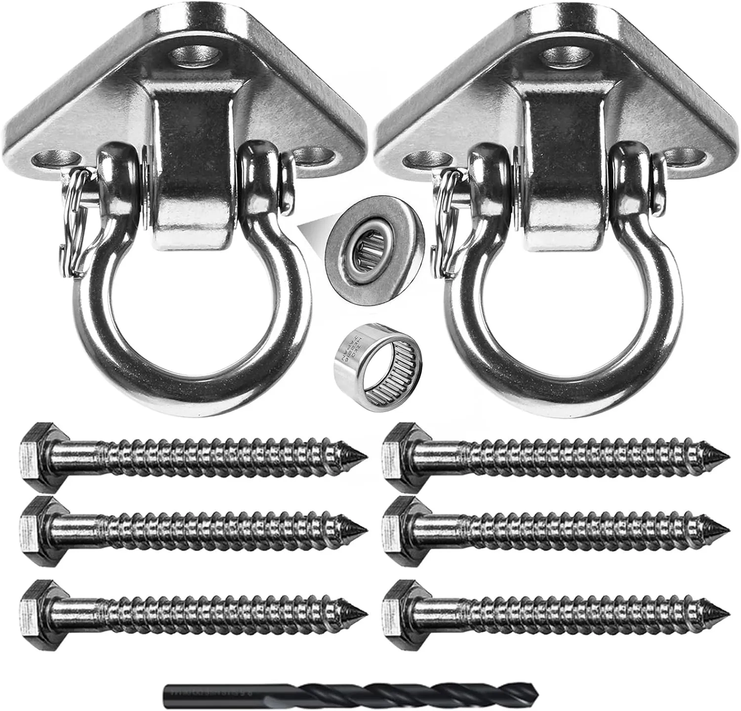 2 Bearing Swing Hangers Heavy Duty 304 Stainless Steel 1500LB Capacity 180°for Yoga Porch Swing Seat Sandbag, Gym