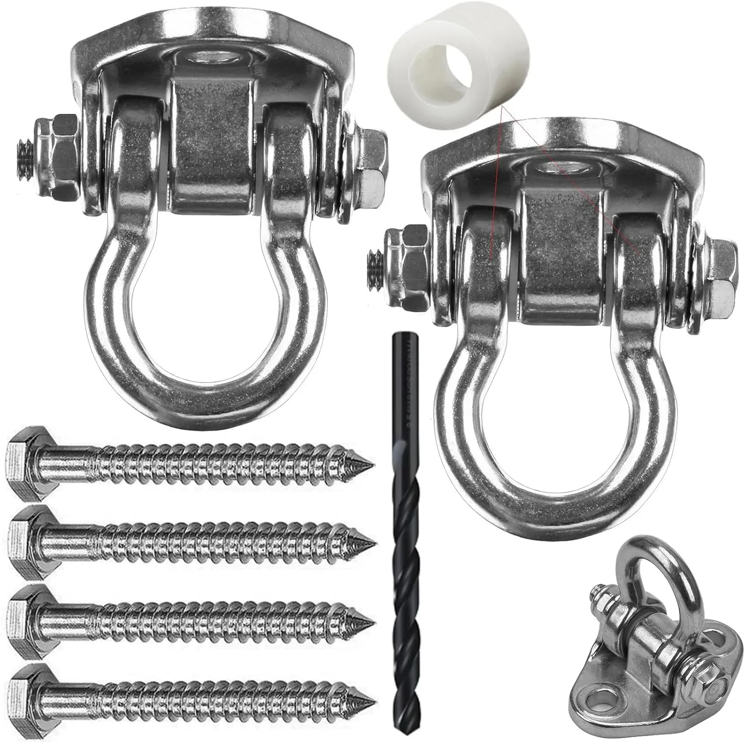 2 Heavy Duty Swing Hangers Stainless Steel 304 Anti-Rust, 2000 lb Capacity 180° Swing, Playground Porch Yoga Seat Trapeze Wooden Sets Indoor Outdoor