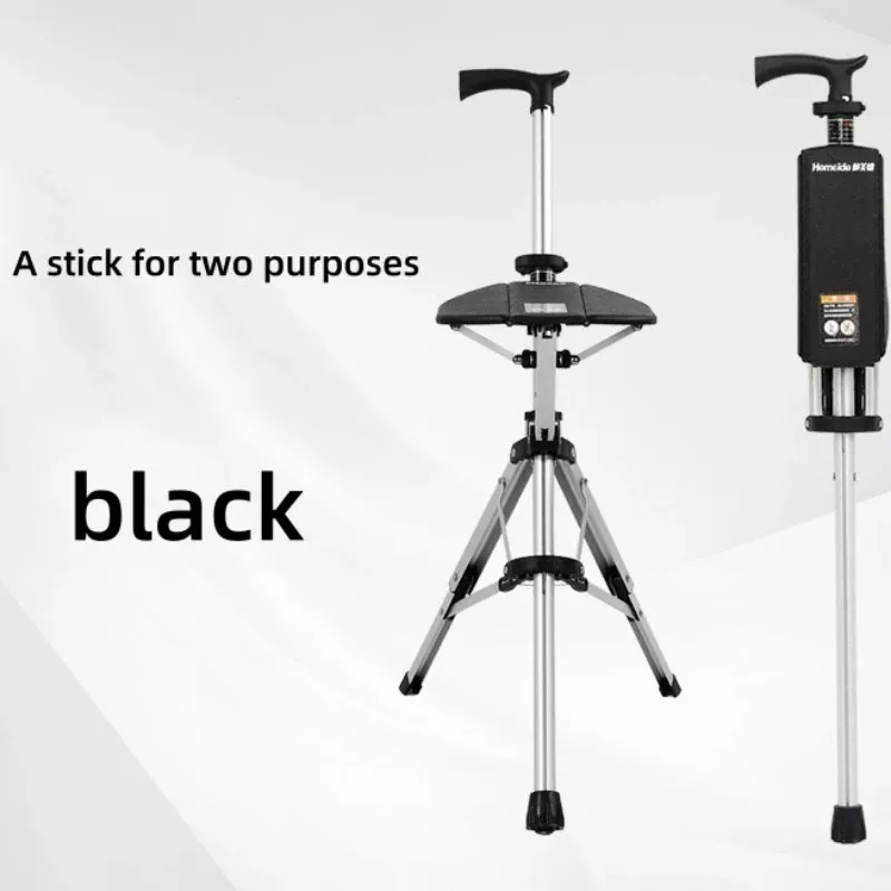 2-in-1 Folding Cane Chair – Lightweight Aluminum Walking Stick with Built-In Seat for Seniors & Outdoor Use