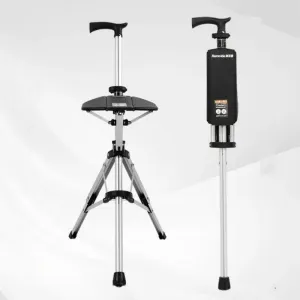 2-in-1 Folding Cane Chair – Lightweight Aluminum Walking Stick with Built-In Seat for Seniors & Outdoor Use