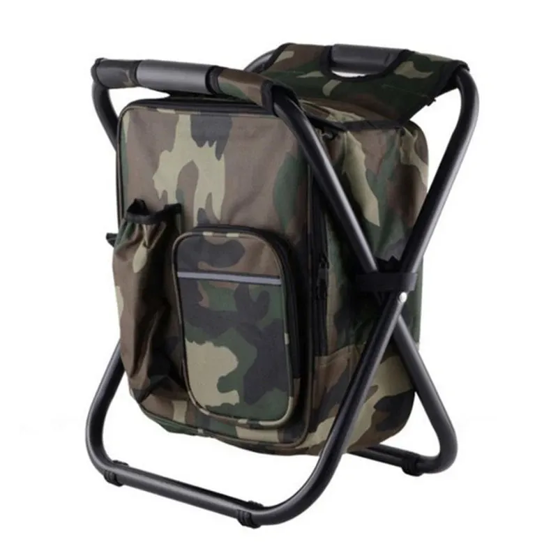 2 in 1 Folding Fishing Chair Bag Fishing Backpack Chairs Stool Convenient Wear-resistantv for Outdoor Hunting Climbing Equipment