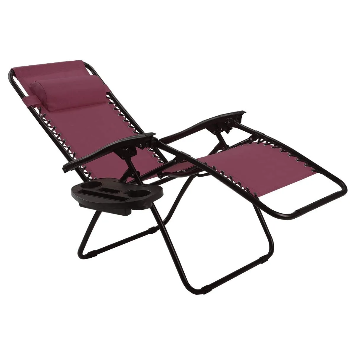 2 Pieces Folding Lounge Chair with Zero Gravity