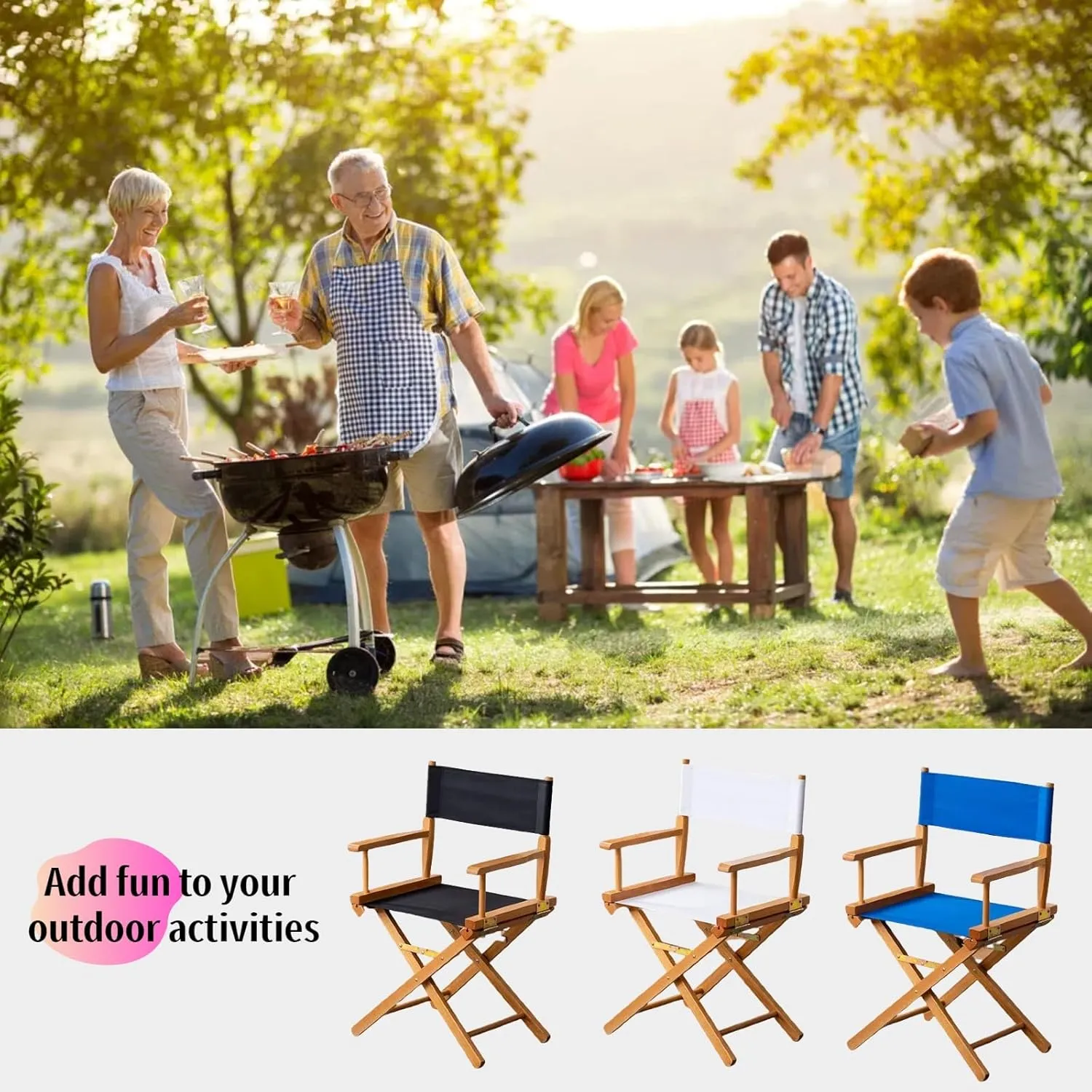 2 Set Director Chair Canvas Replacement with Wood Stick,21.2" L x 16.1" W/21.2X 7.8 Portable Replacement Cover Canvas for Directors Chair，Casual Director Chair Replacement Canvas (Black)