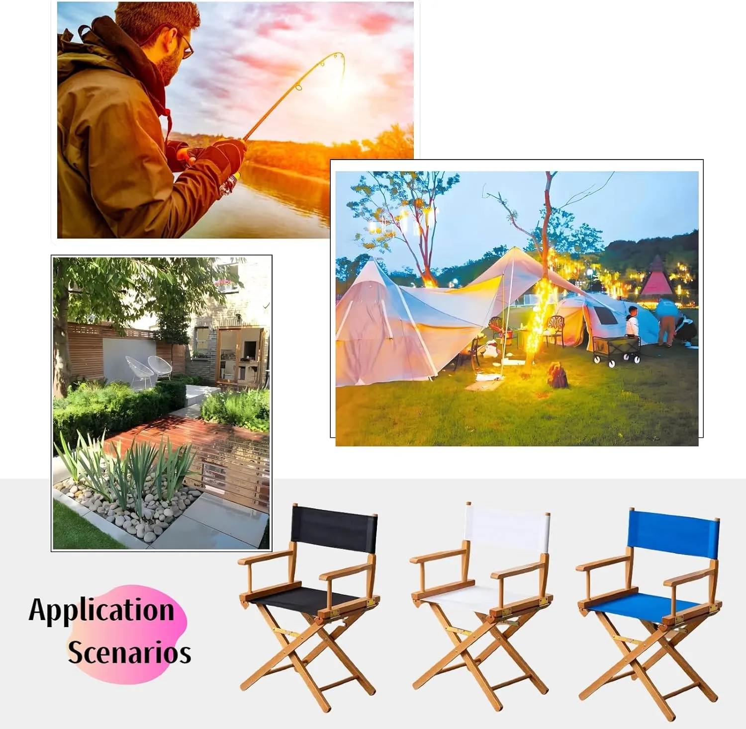 2 Set Director Chair Canvas Replacement with Wood Stick,21.2" L x 16.1" W/21.2X 7.8 Portable Replacement Cover Canvas for Directors Chair，Casual Director Chair Replacement Canvas (Black)