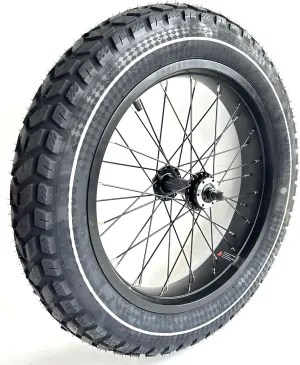 20''x4.0 Fat Bike Front Wheel Double Wall Rim with Puncture Resistant Tire All Terrain Bolt On and Hub 36x12G Spokes Black Alloy Aluminum Snow Bicycle Folding Fatbike Wheel Assembly