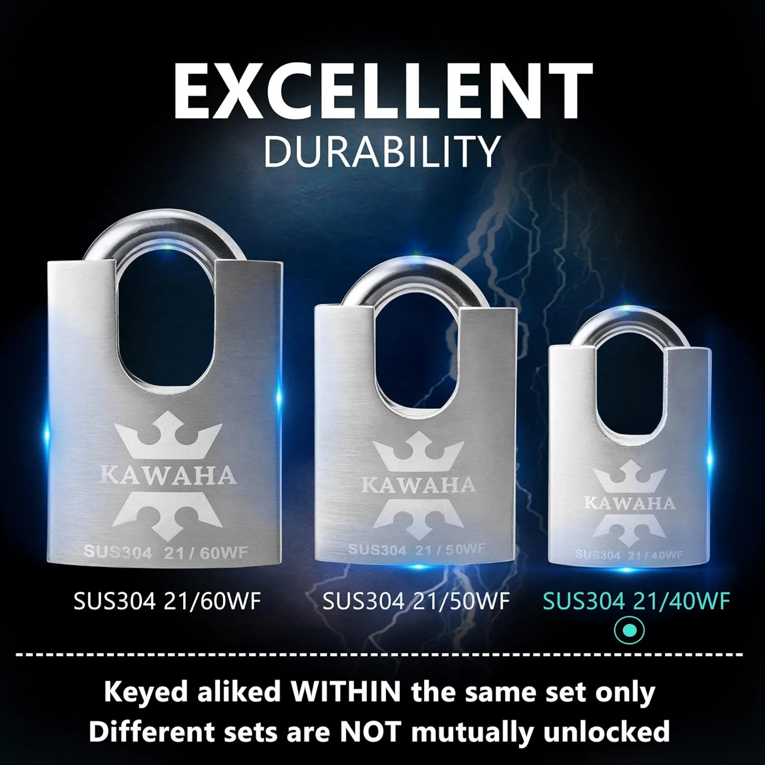 21/40-4PS High Security Stainless Steel Shrouded Padlock with Stainless Steel Key for Both Indoor and Outdoor use (Heavy Duty, Anti-Rust) (1-9/16 in. (40mm), Keyed Alike - 4 Pack)