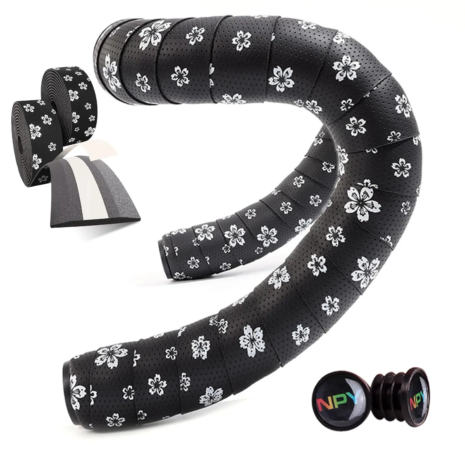 2pcs Bike Handlebar Tapes, Road Bicycle Bar Tape, Environmental Bicycle Bar Tape, Absorbent Handle Tape, Comfortable Grip for Road Bike Cycling(YHXheibai)