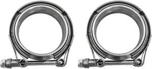 2X 3" Inch Stainless Steel V-Band Bolt Clamp with 2 Pcs Male Female Flanges Stainless Steel