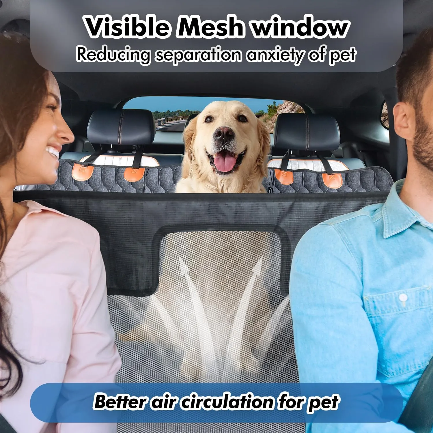 3-in-1 Convertible PU Leather Dog Car Seat Extender & Booster Seat – 400lb Capacity, Waterproof, Hard Bottom, Scratch-Proof Hammock for Cars & SUVs-L