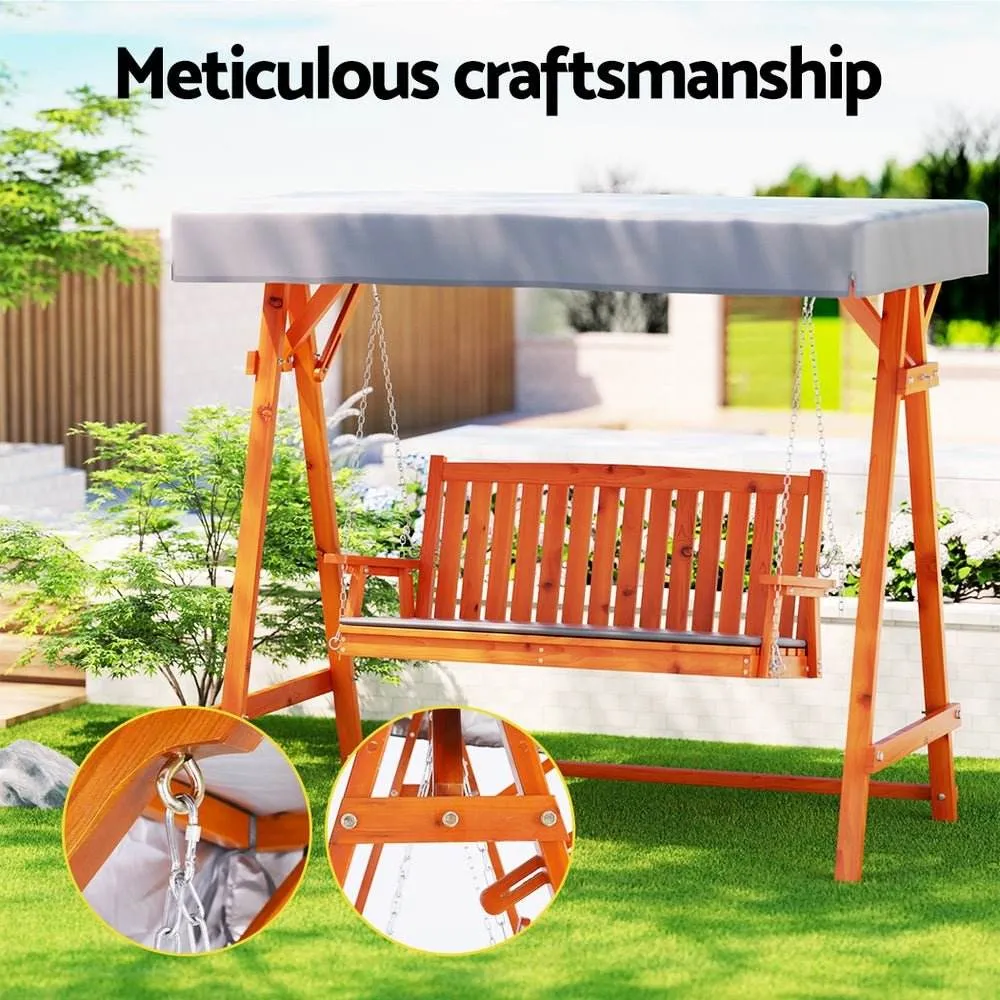 3 Seater Gardeon Outdoor Swing Wooden Chair Green