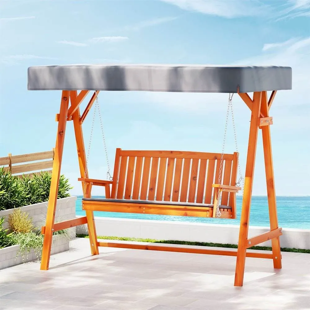3 Seater Gardeon Outdoor Swing Wooden Chair Green