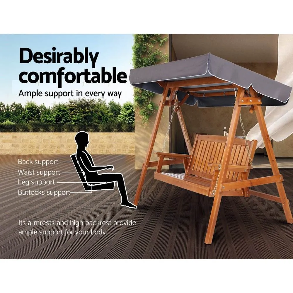 3 Seater Gardeon Outdoor Swing Wooden Chair Green