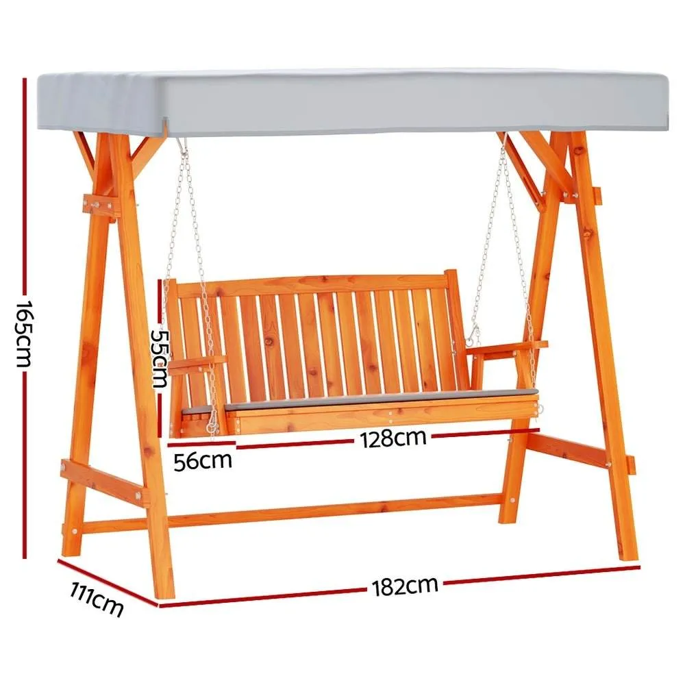 3 Seater Gardeon Outdoor Swing Wooden Chair Green