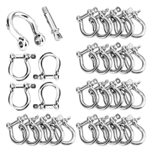 30 PCS 1/4 Inch D Ring Shackles, 304 Stainless Steel Anchor Shackle Lock, 6 mm Screw Pin Anchor Shackles for Towing, Trailer Chain Shackle for Industrial, Outdoor, Vehicle Recovery, 6 mm