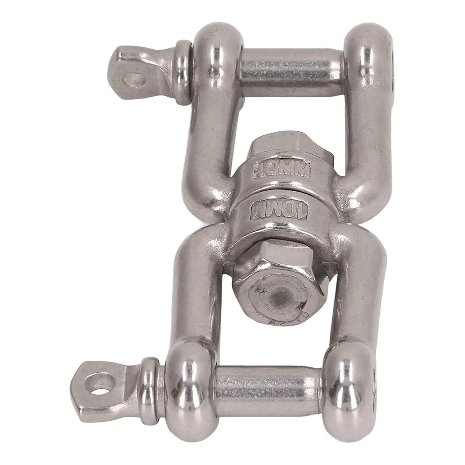 304 Stainless Steel Double Jaw Shackle Proof Universal Jaw Anchor Connector Hardware Lifting Connection for Climbing Yoga Hammock (10MM)