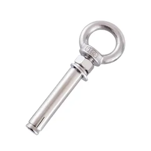 304 Stainless Steel M18 Expansion Eye Bolt with Ring for Concrete Brick Anchor Hook, 100mm/120mm/150mm/200mm(M18x120mm)