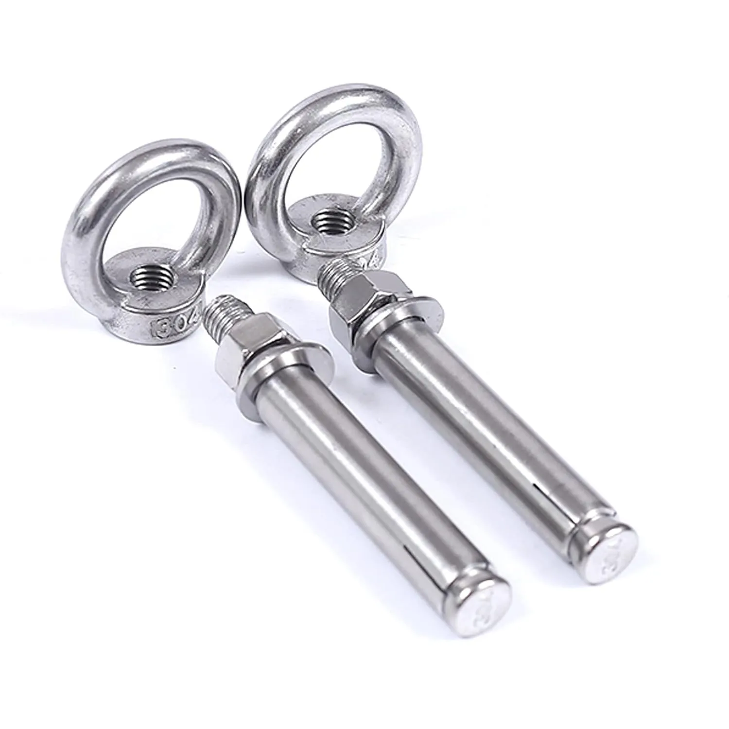 304 Stainless Steel M18 Expansion Eye Bolt with Ring for Concrete Brick Anchor Hook, 100mm/120mm/150mm/200mm(M18x120mm)