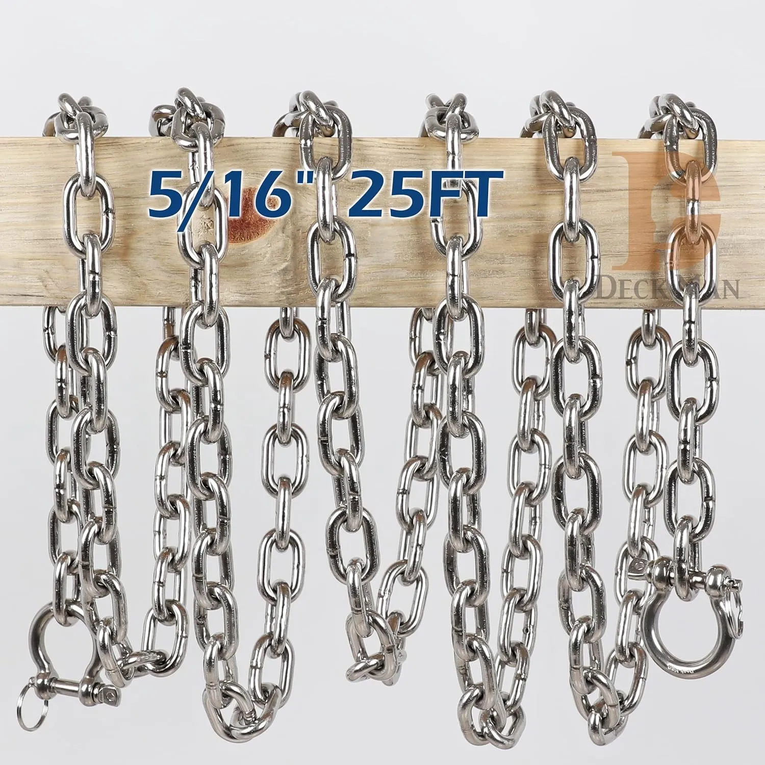 316 Stainless Steel Boat Anchor Chain with 2 Pcs Anti-Off Shackles, Marine Grade