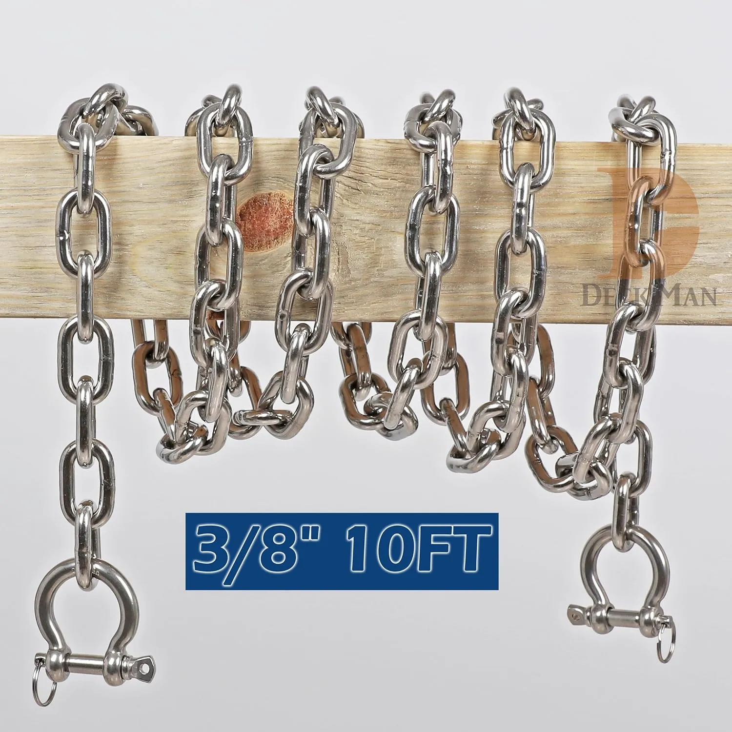 316 Stainless Steel Boat Anchor Chain with 2 Pcs Anti-Off Shackles, Marine Grade