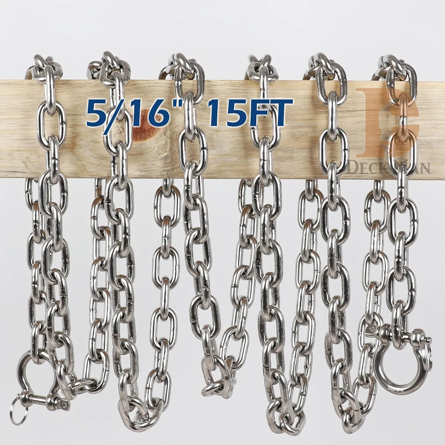 316 Stainless Steel Boat Anchor Chain with 2 Pcs Anti-Off Shackles, Marine Grade