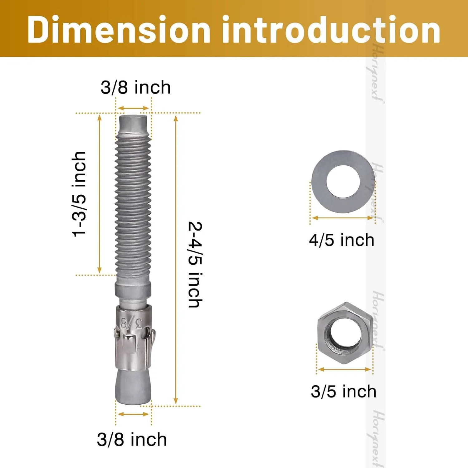 3/8-3 inch Wedge Anchor Galvanized Carbon Steel, Expansion Screw Bolt Heavy Duty Fastener for Concrete Masonry Cement（Pack of 30pcs