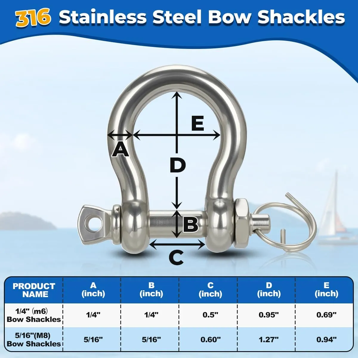 3/8" Boat Anchor Rope 150 FT with 316 Stainless Steel Anchor Chain 3/16" x 6 FT, 1/4" Anti-Off Shackles and 3/8" Thimble, Anchor Rode for Mooring, Boats Pontoon, Deck, Fishing, Sail
