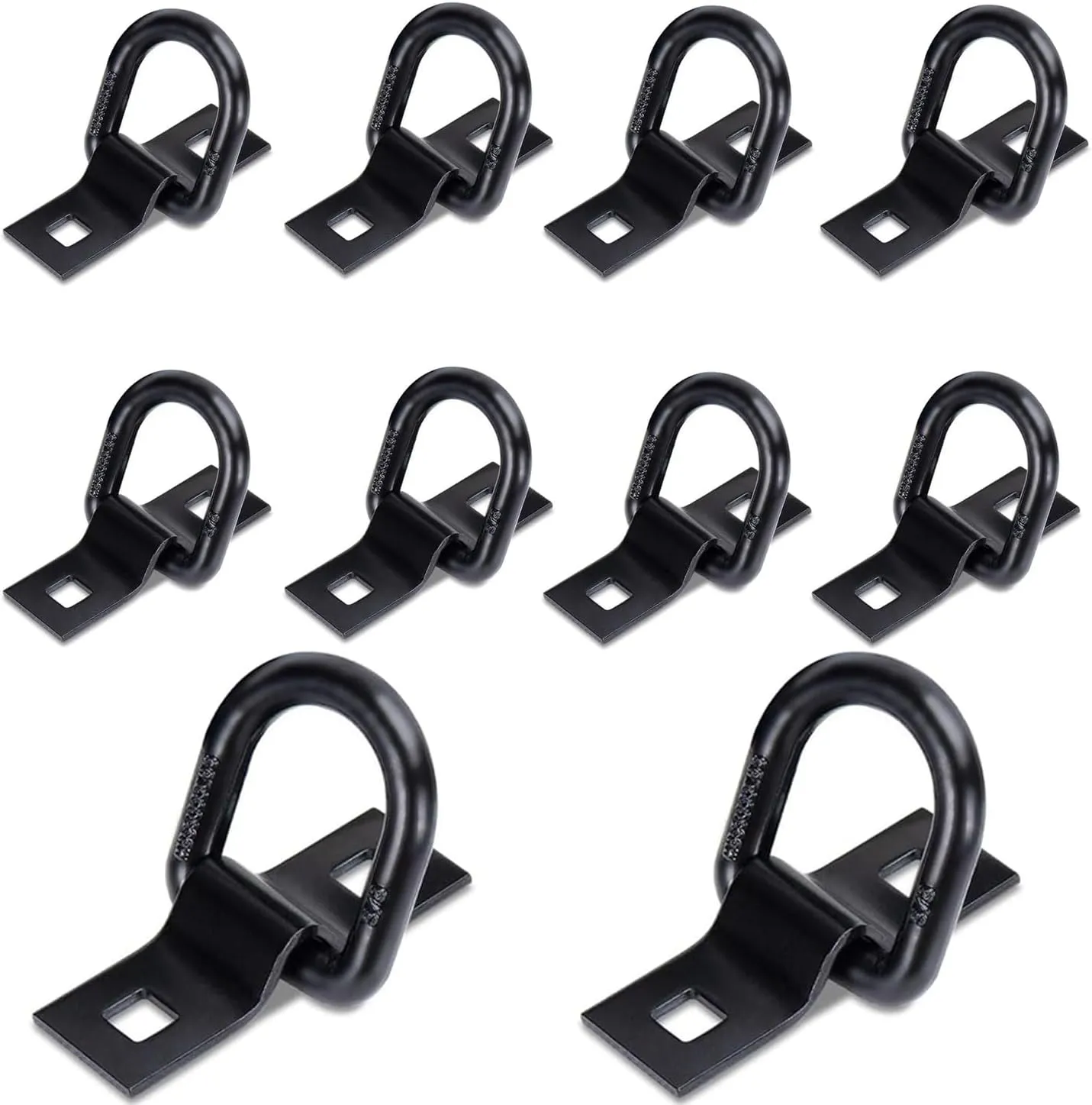 3/8" D Rings Tie Down Anchors, Heavy Duty Forged D Rings for Trailer, Truck, SUV, RV, Camper, Van, Car, Boats and Cargo Tie Downs, 5000 lbs Breaking Strength(Black) 10 Pack