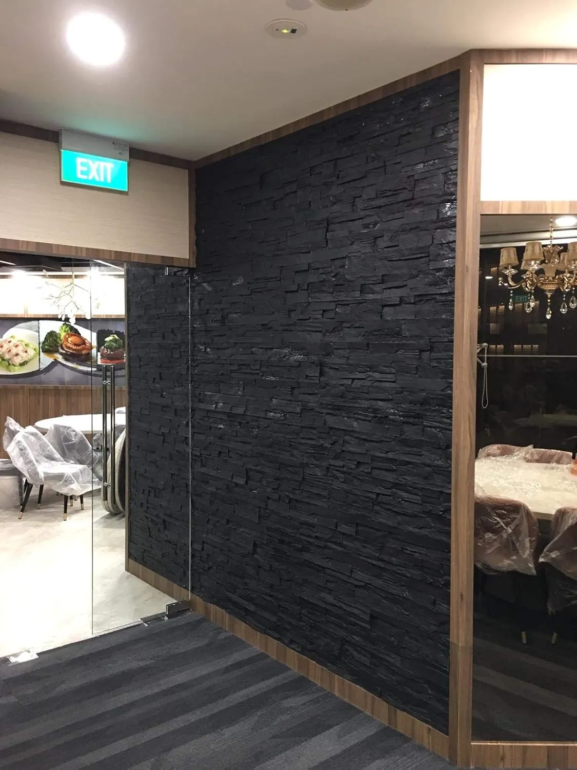 3D Wall Panels for Interior and Exterior Wall Decoration Brick Design Pack of 3 Tiles (Compositive) (Reef Brick, Black)