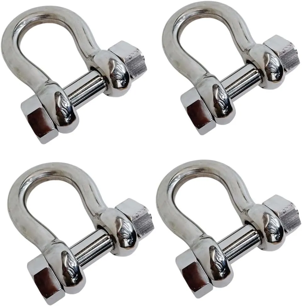 4 Pcs Marine Boat 3/8" Bolt Pin Anchor Shackle 1,500 Lbs WLL Stainless Steel T316