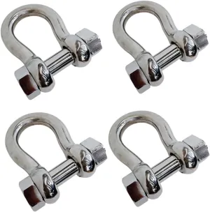 4 Pcs Marine Boat 3/8" Bolt Pin Anchor Shackle 1,500 Lbs WLL Stainless Steel T316